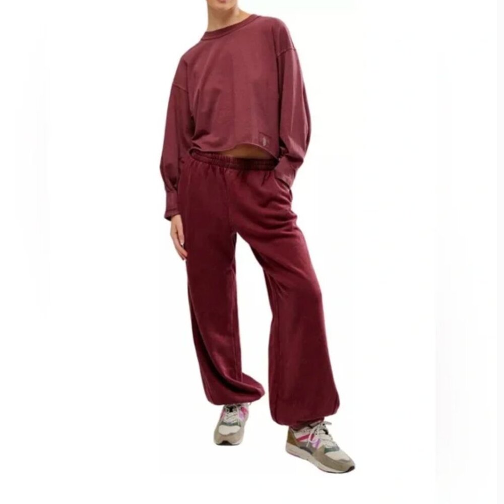 NWOT Free People Movement All Star Sweatpants Maroon Burgundy Oxblood